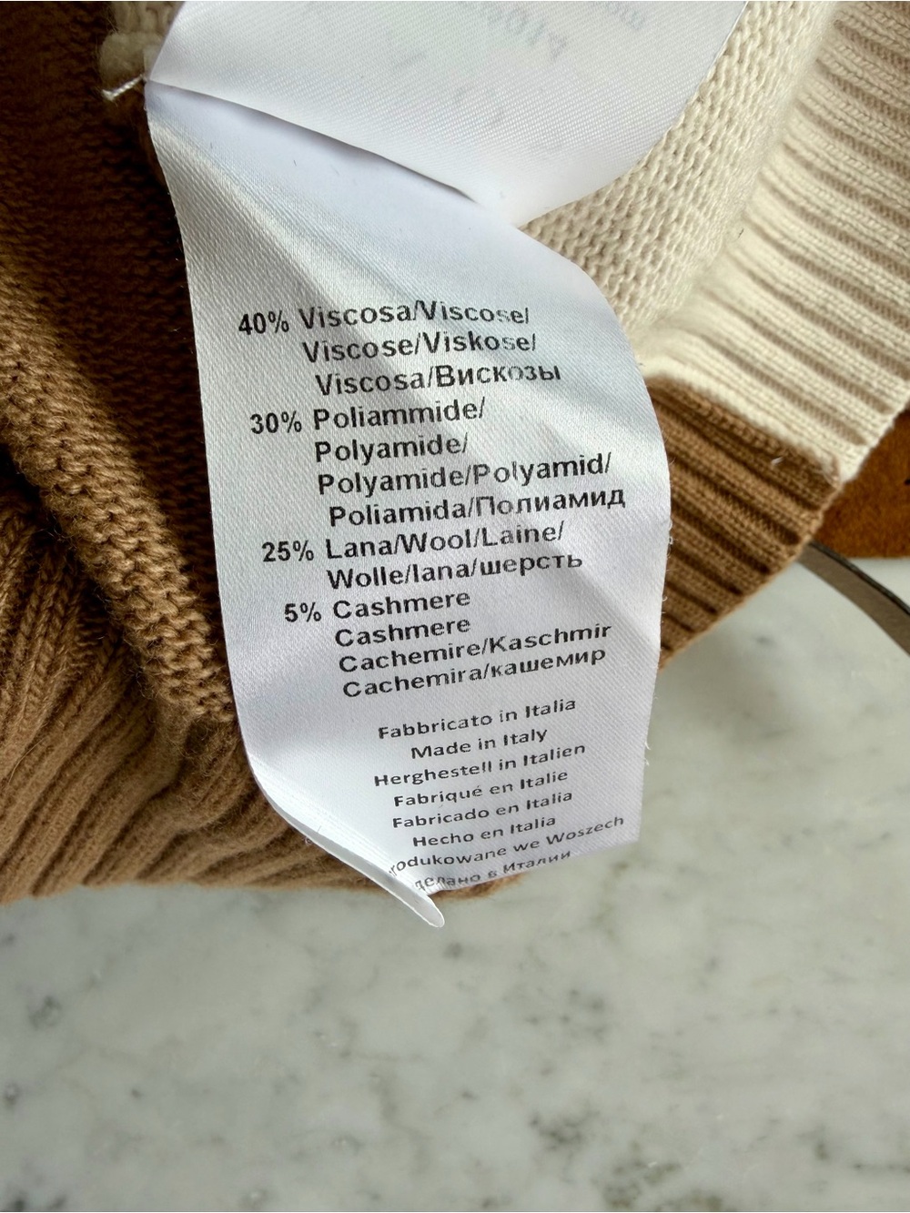 Kaos Colorblock Mockneck Sweater, Gray, Cream & Brown, Italy, szL, EUC - Picture 13 of 15